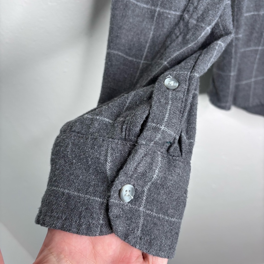 Marine Layer Gray Windowpane Flannel Button Down Shirt Size L - Picture 9 of 9
